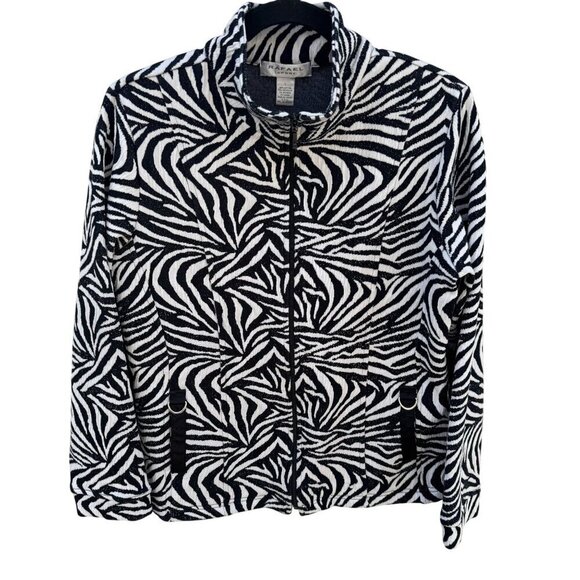 Raphael Sport Womens Zebra Print Full-Zip High Neck Casual Lightweight Jacket L - Picture 1 of 9